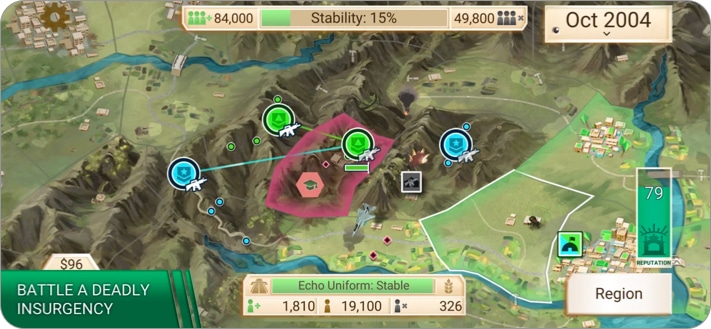 Rebel Inc simulation game for iPhone