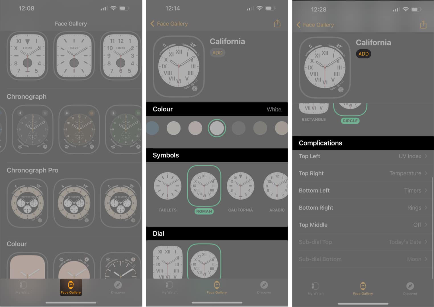 Select a watch face add complications tap add