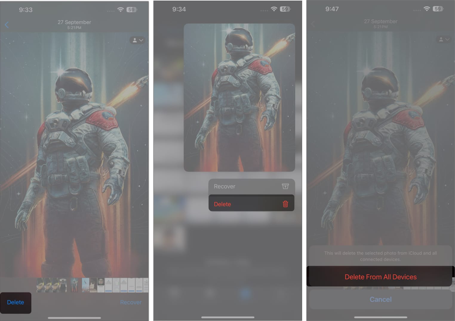 Tap delete select delete from all devices