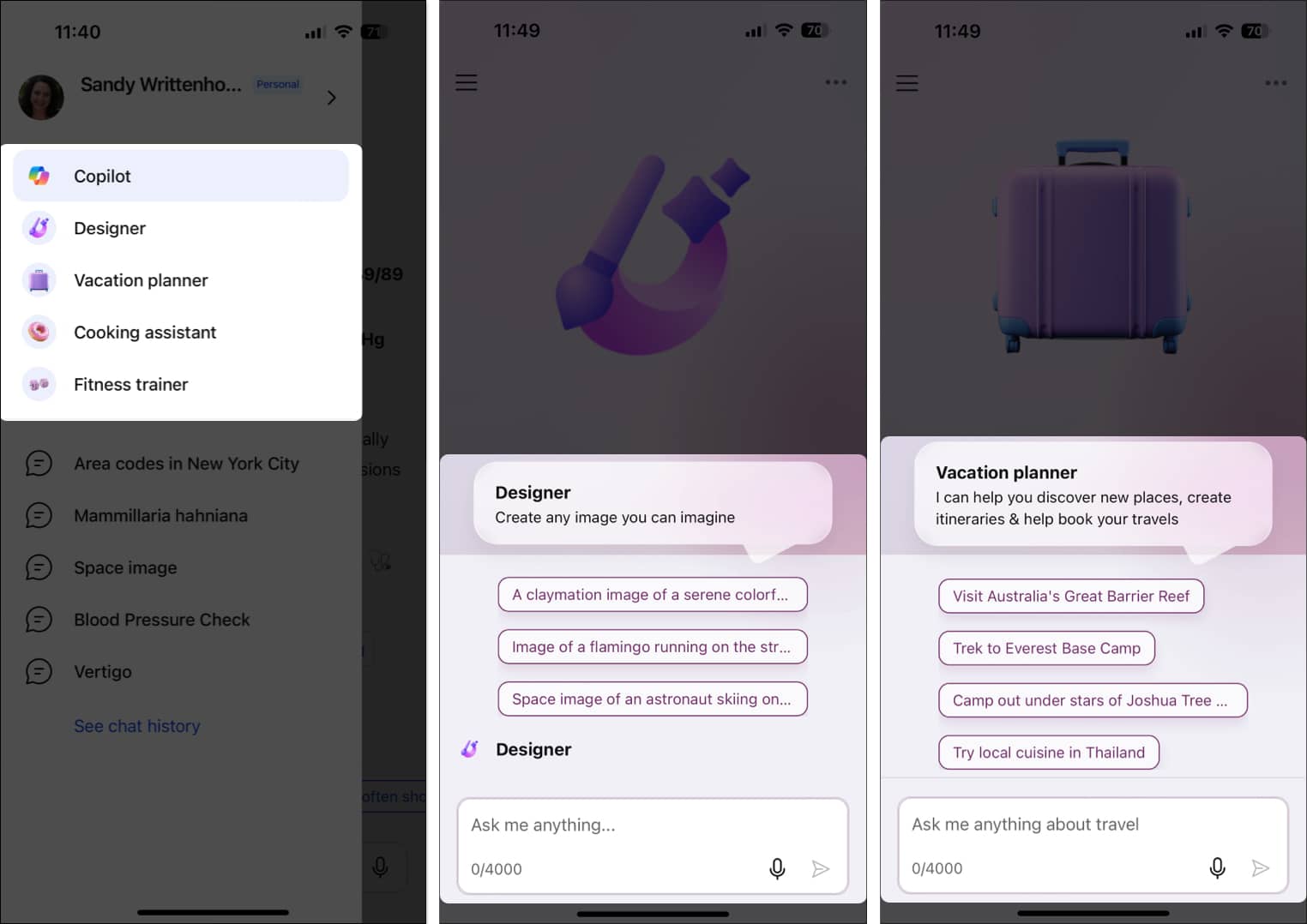 Tap the menu icon select the tools then you can select the prompts from suggestions or write your own