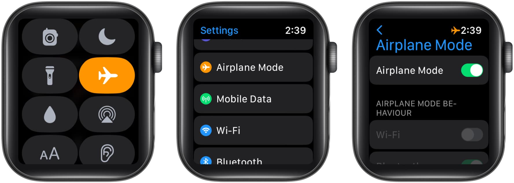 Turn Airplane Mode on  off on Apple Watch
