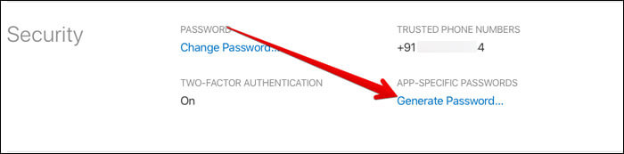 Under the security section select Generate Passwords