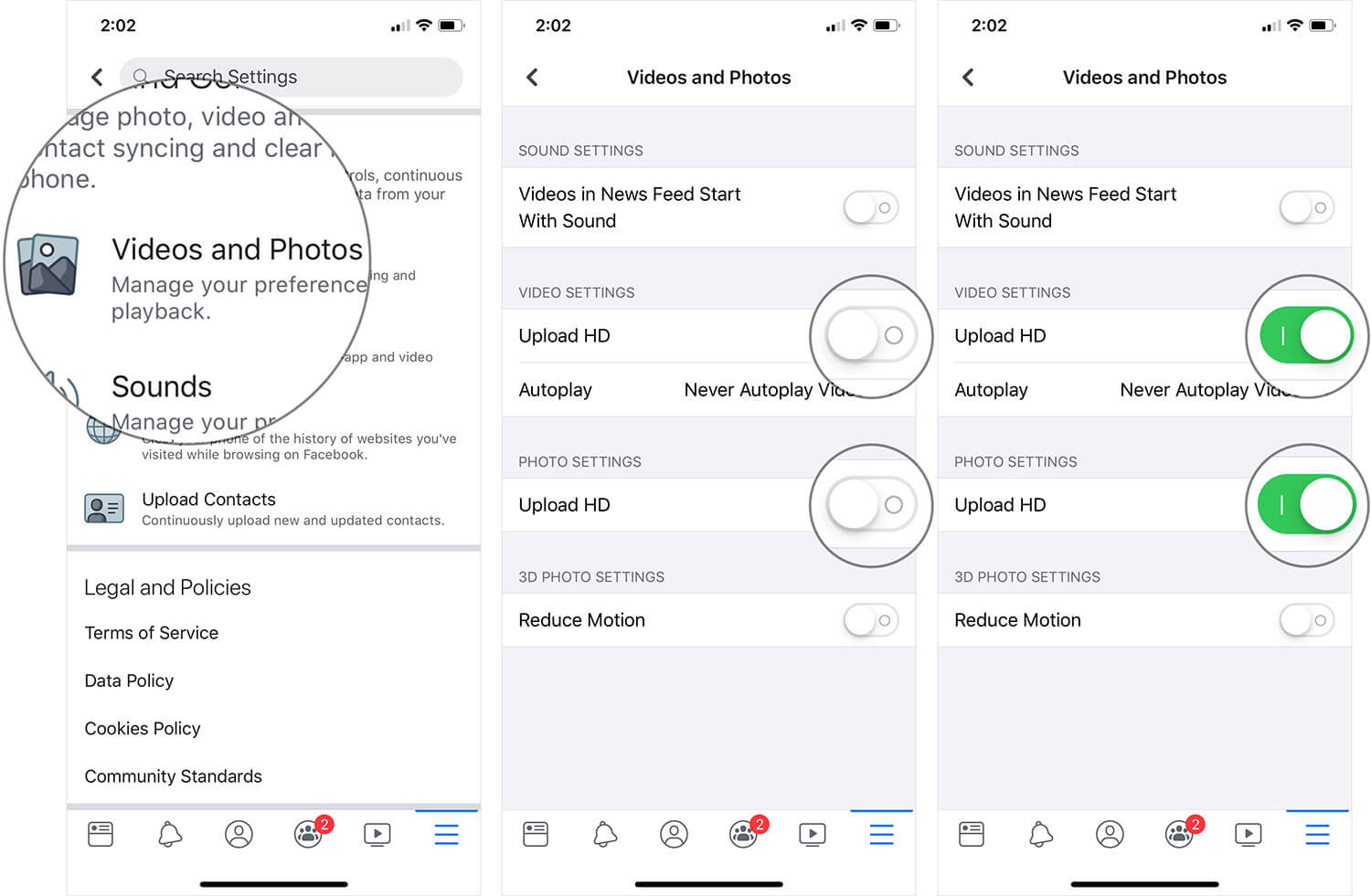 Upload HD Photos Videos on Facebook on iPhone and iPad