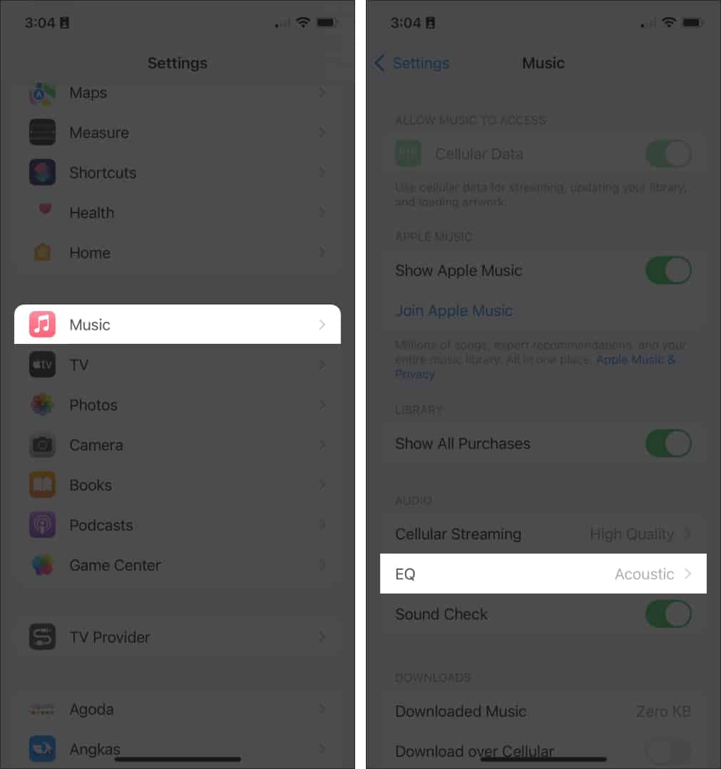 Utilize iPhones Music EQ