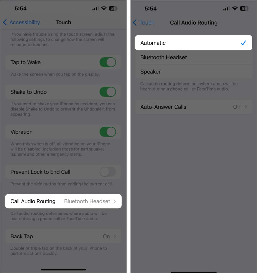 change call audio routing