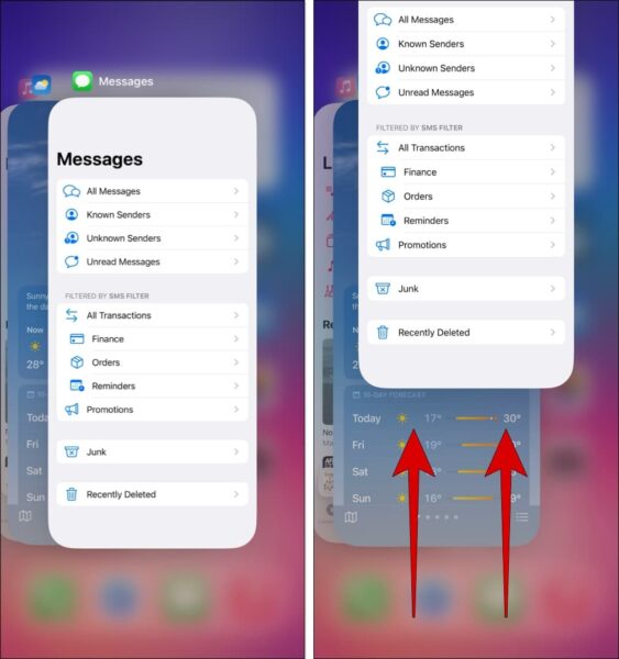 close and relaunch messages