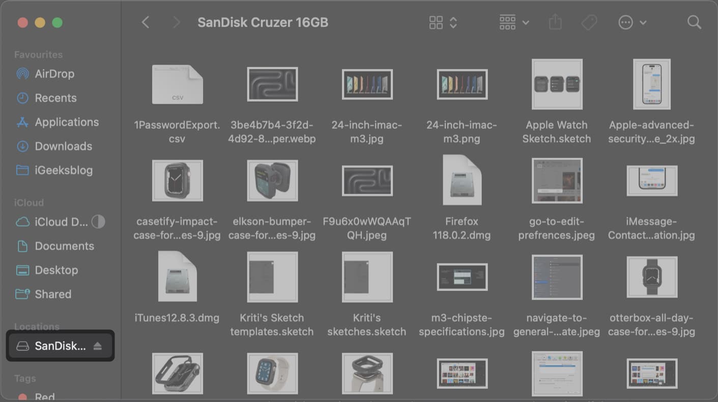 eject the usb drive from finder