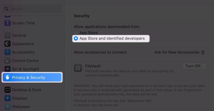 go to privacy and security choose app store and identified sources in system settings