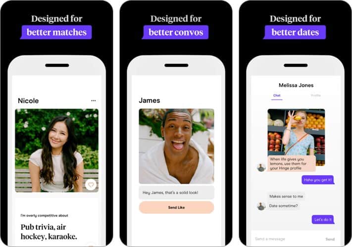 hinge dating  relationships iphone app screenshot