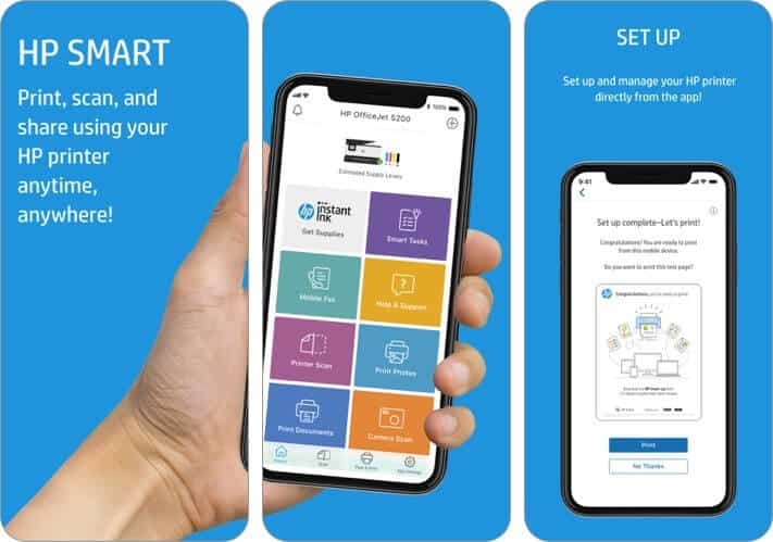 hp smart iphone and ipad printing app screenshot