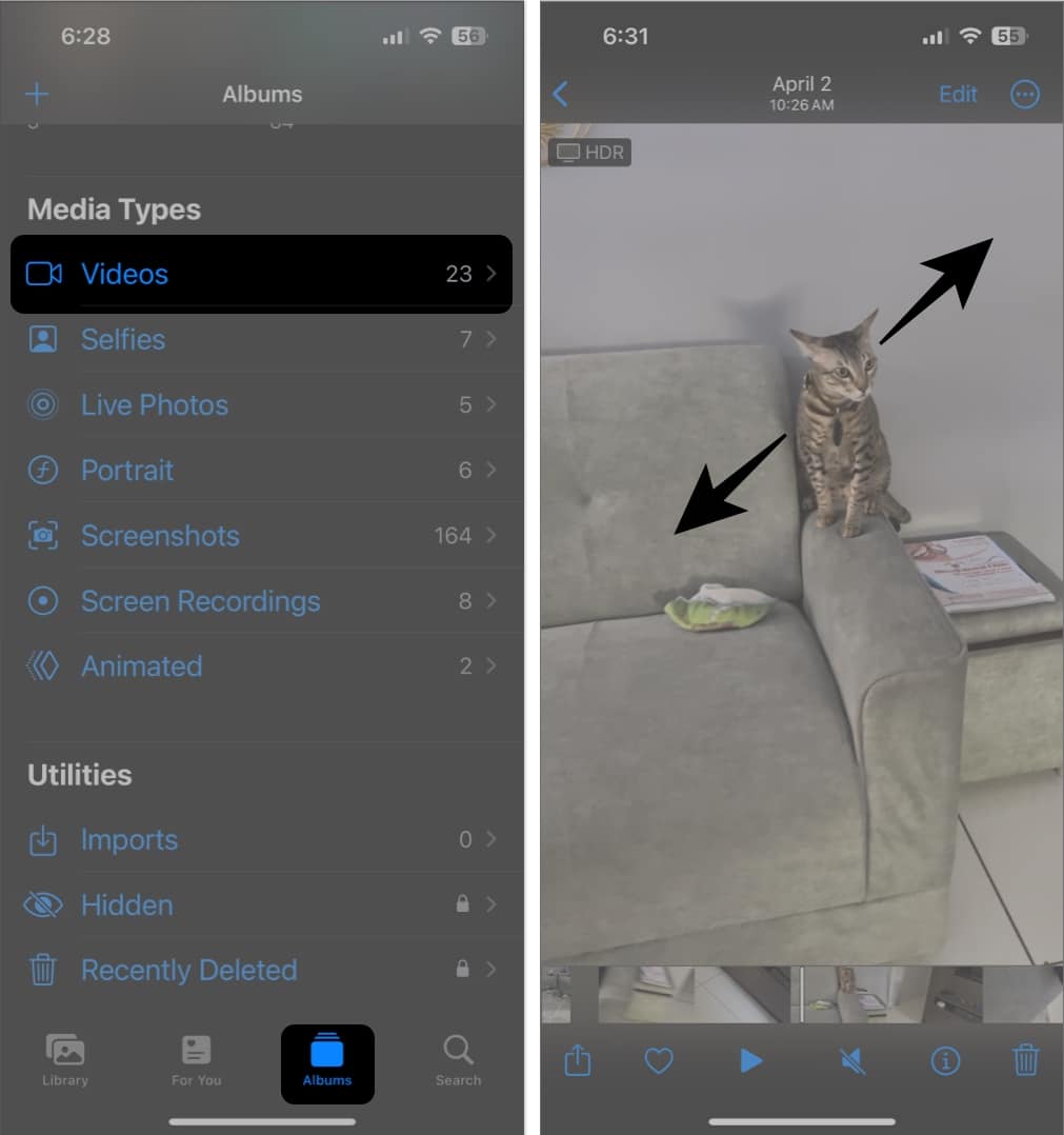 pinch out to zoom videos