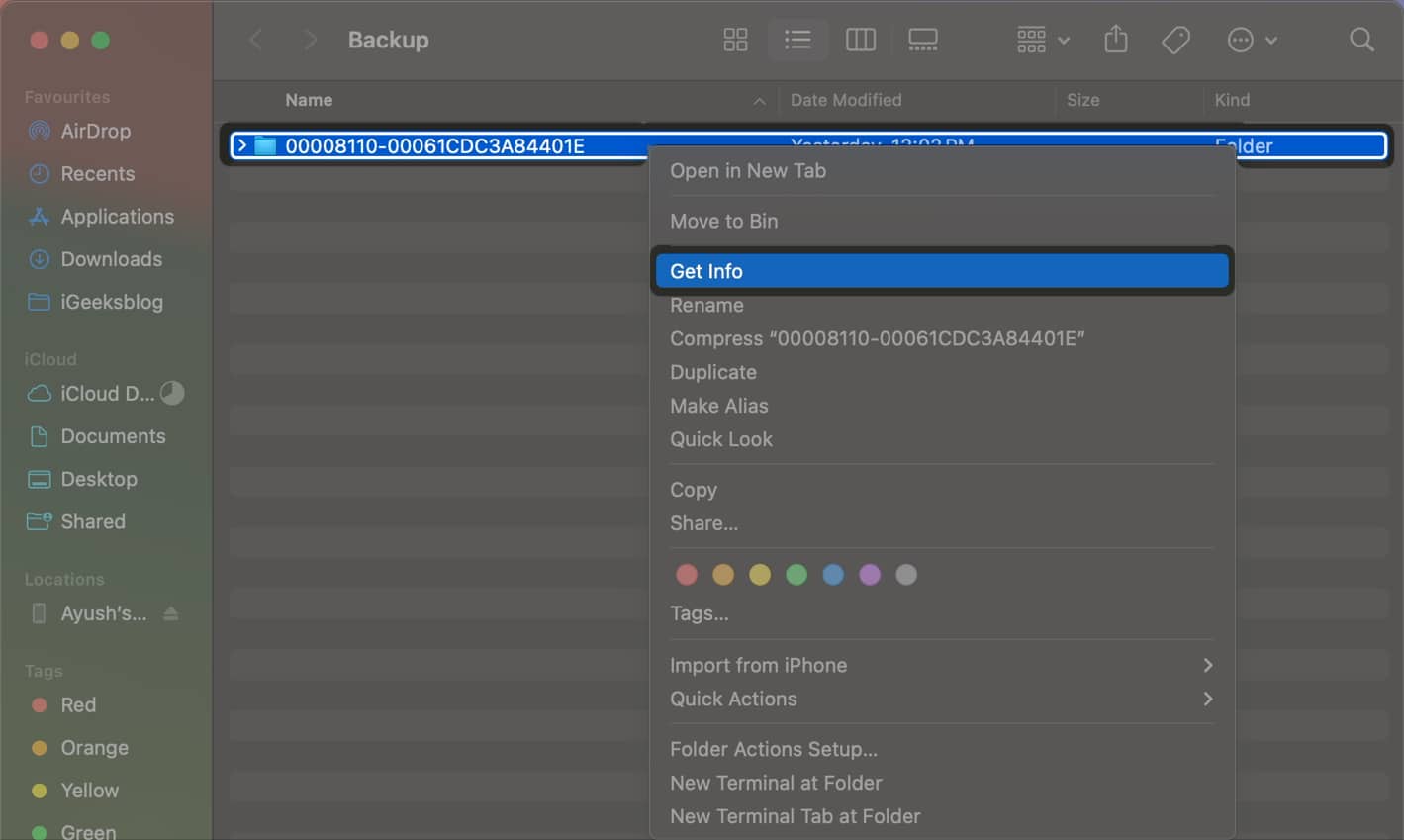 right click and select get info