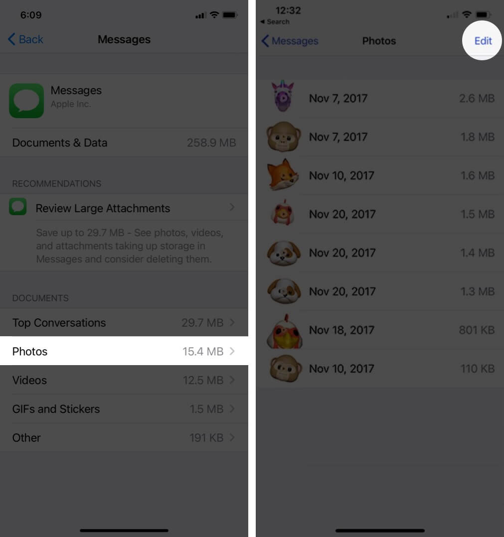 select option and tap on edit