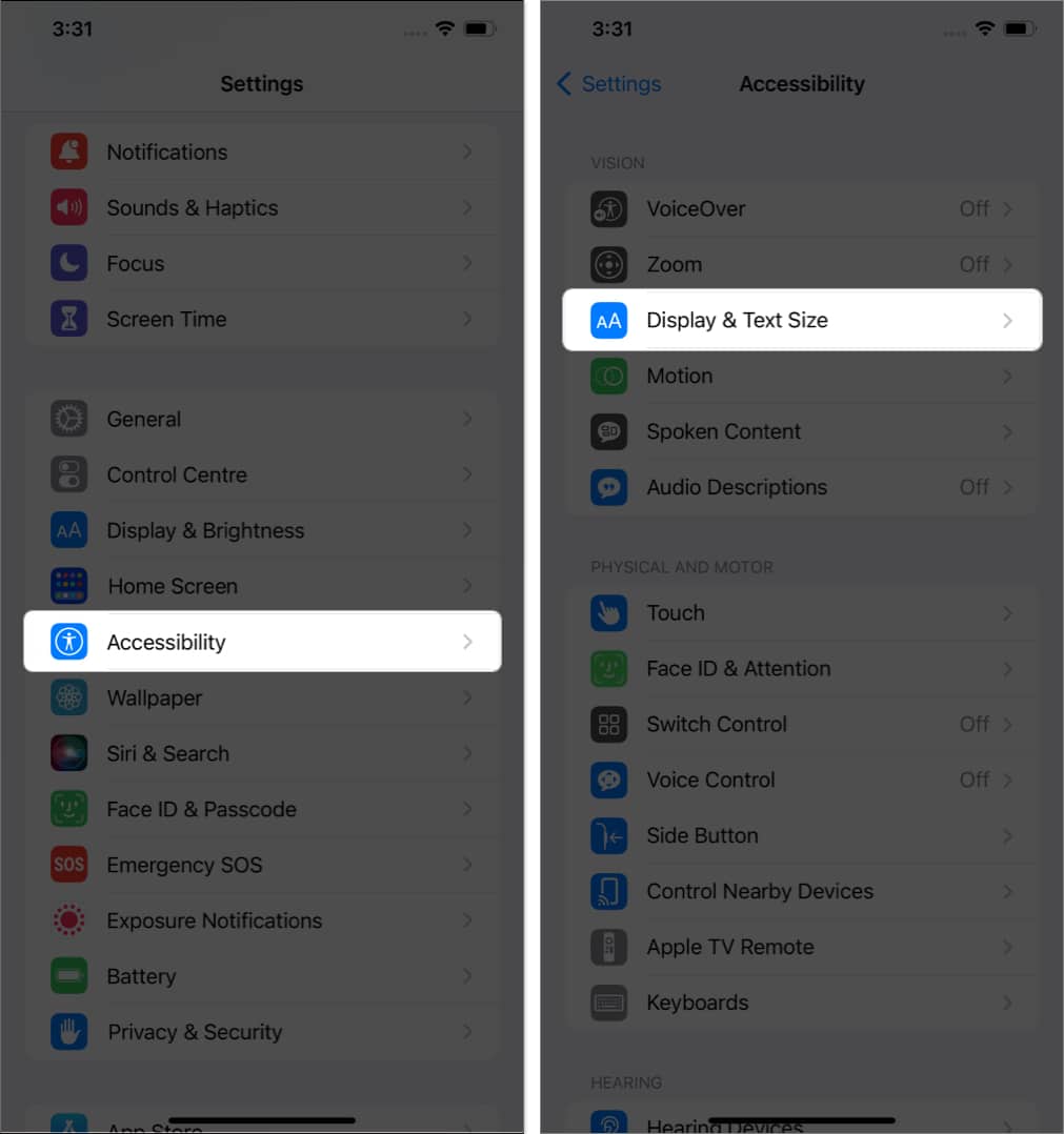 tap accessibility tap display  text size in Settings