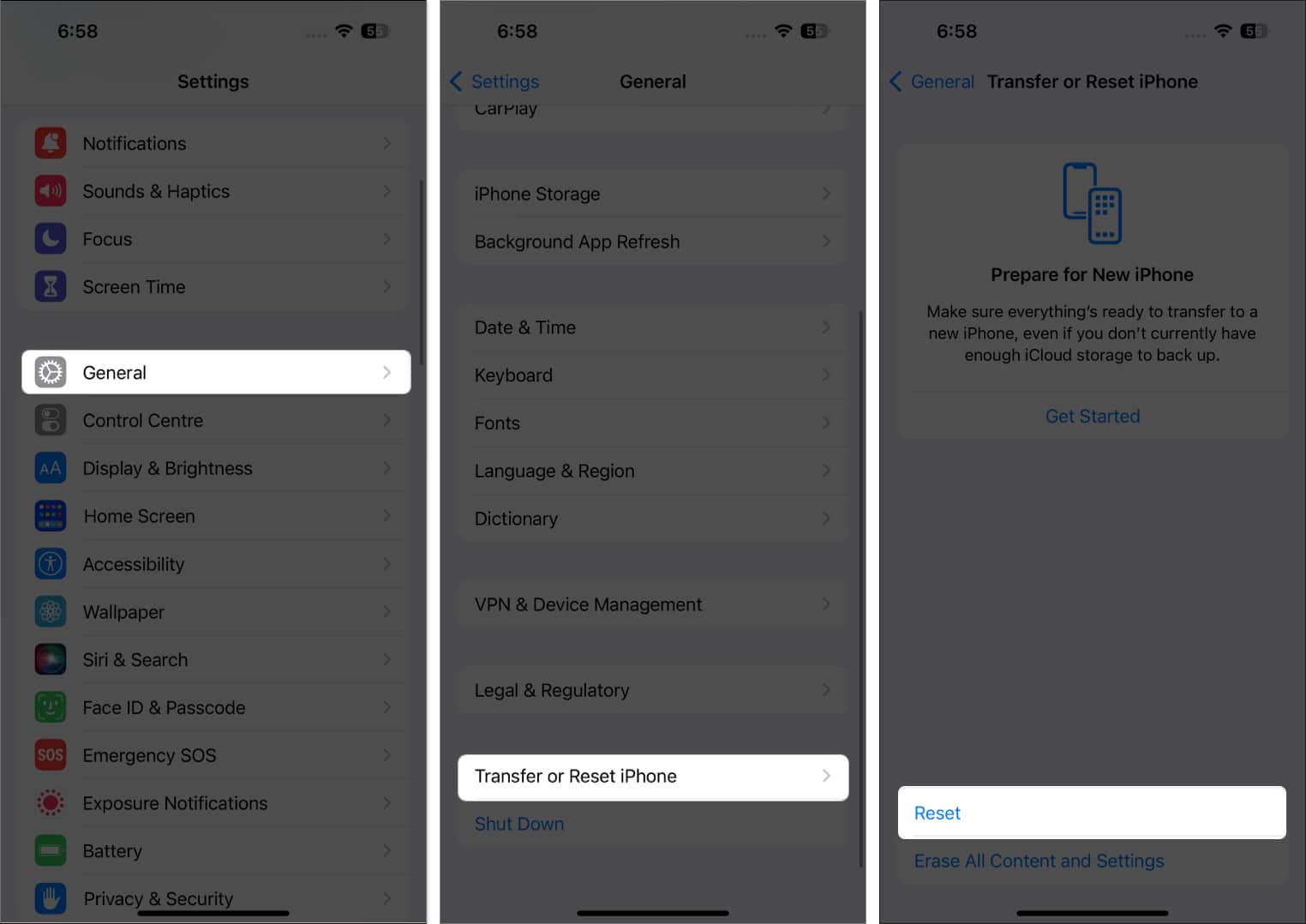 tap general tap transfer or reset iphone tap reset in settings
