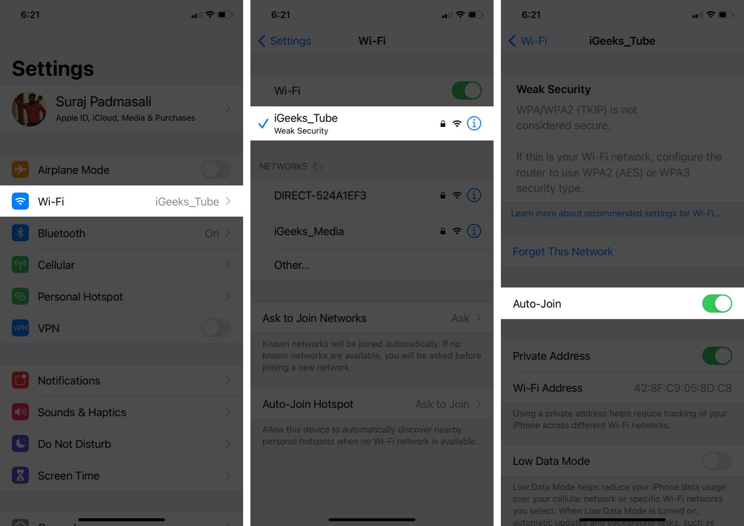 tap on wi fi in iphone settings then tap on i next to connected wi fi and then enable auto join
