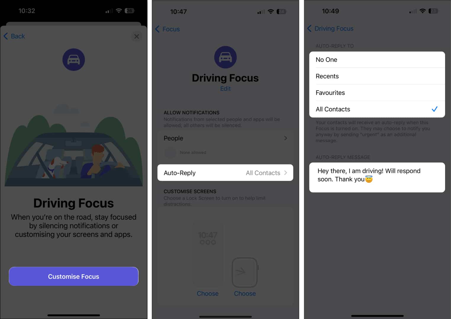 Customize Focus Set Up Auto Reply 1