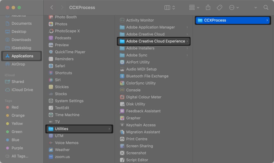 Go to Applications Utility Adobe Creative Cloud Experience