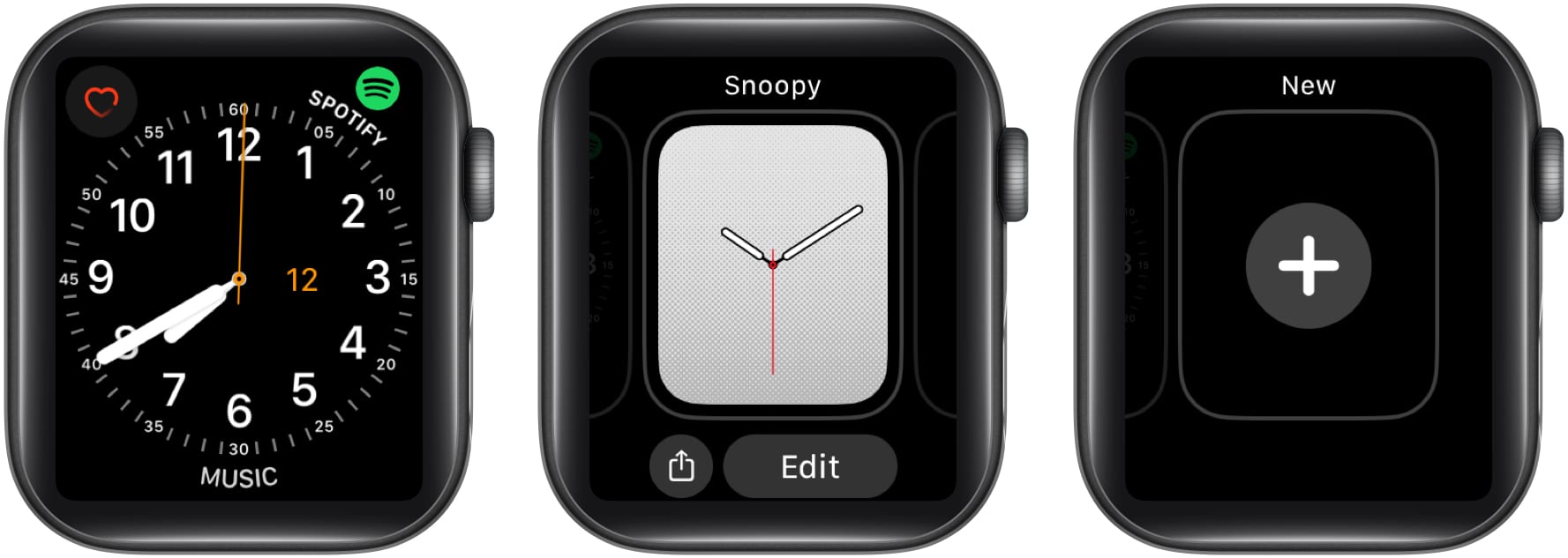 Press and hold your Apple Watch screen swipe left until you reach the end of the watch faces and tap the plus button