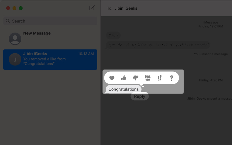 Tap and hold the desired message and select a desired tapback icon from the pop up that appears Tap and hold the desired message and select a desired tapback icon from the pop up that appears