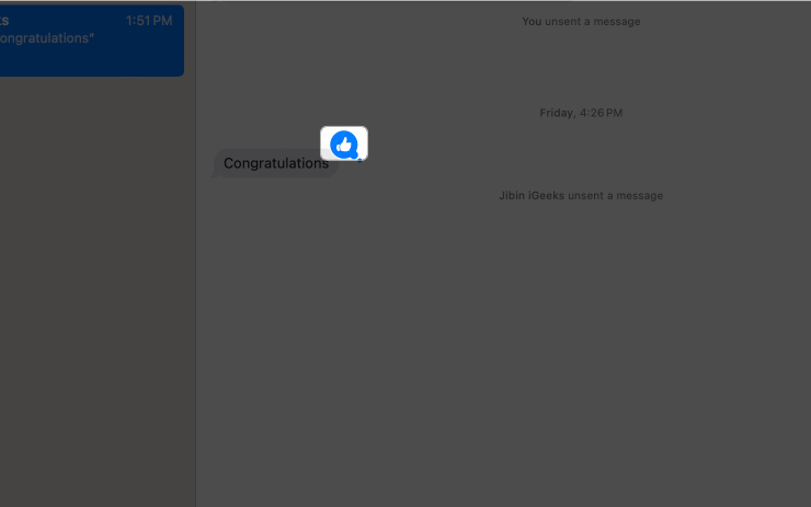 Tap on tapback reaction above the message Tap on Tapback reaction above the message