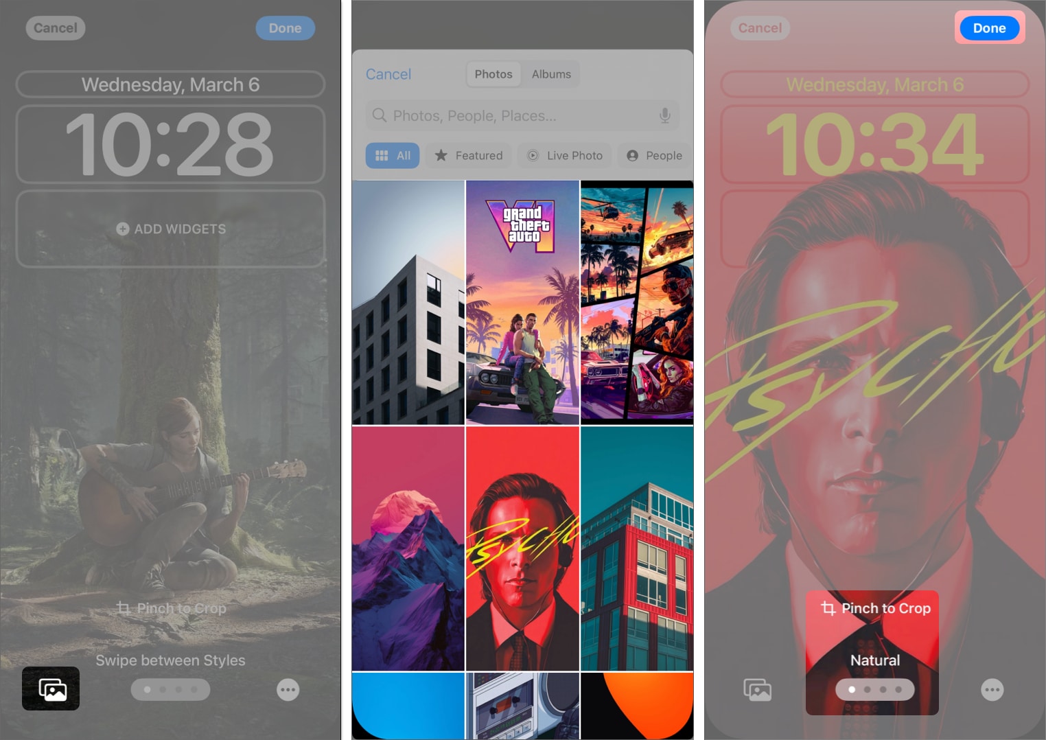 Tap the Photo Library icon select a wallpaper of your choice crop it or select the filters and Tap Done to replace the wallpaper for your iPhone Lock Screen