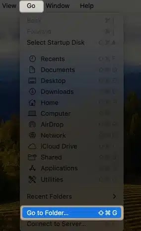 Click Go Go To folder