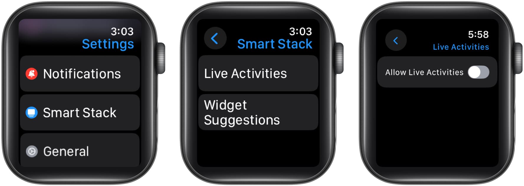 Toggling Off the Live Activities feature on the Apple Watch