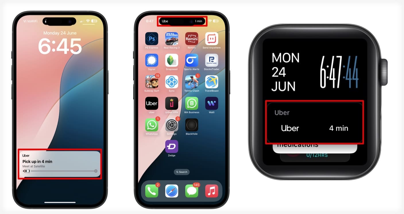 Live Activities on the Apple Watch running watchOS 11