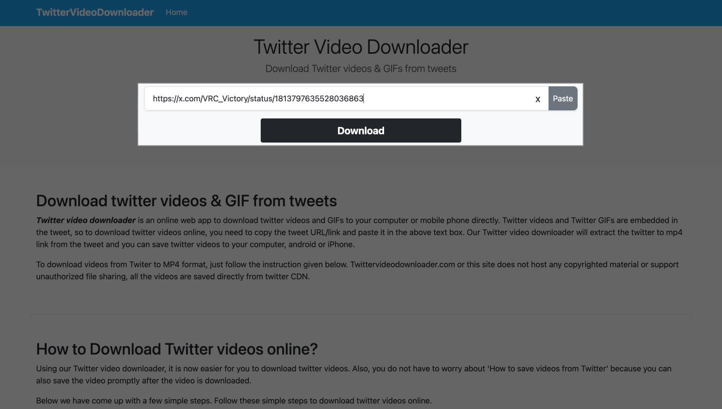 Twitter Video Downloader website