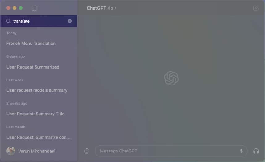 Search conversations in ChatGPT
