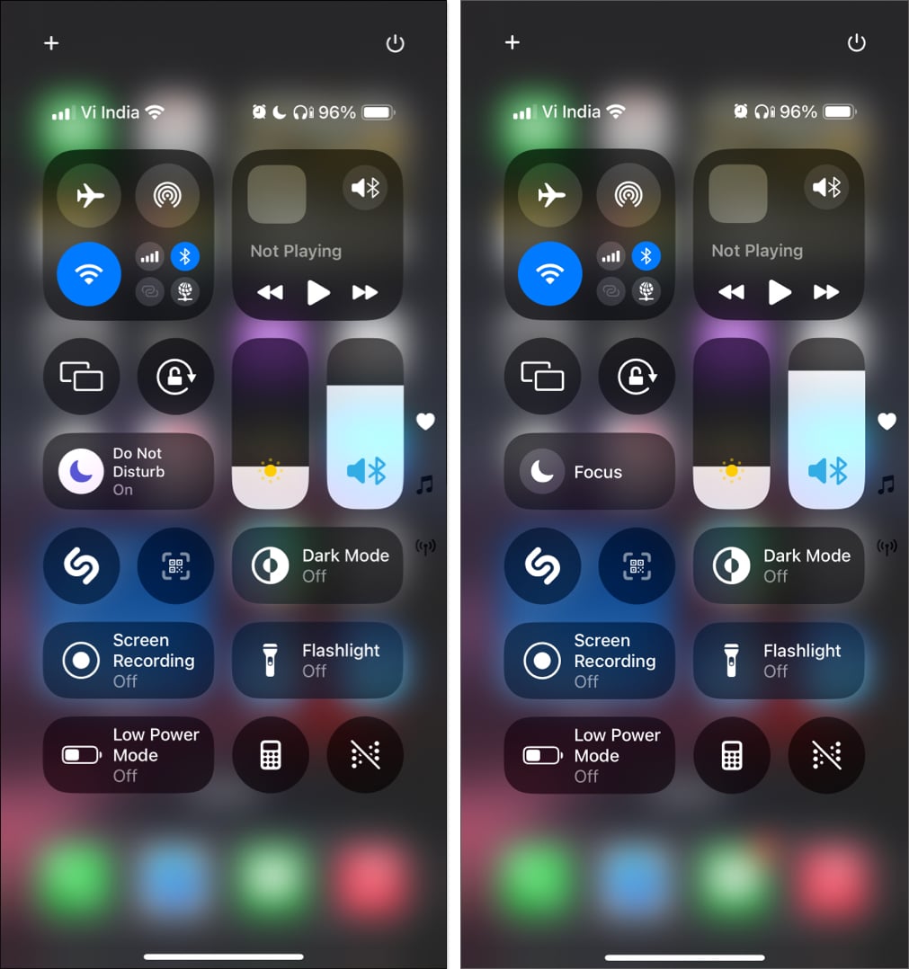 Do Not Disturb toggle on iPhone Control Center