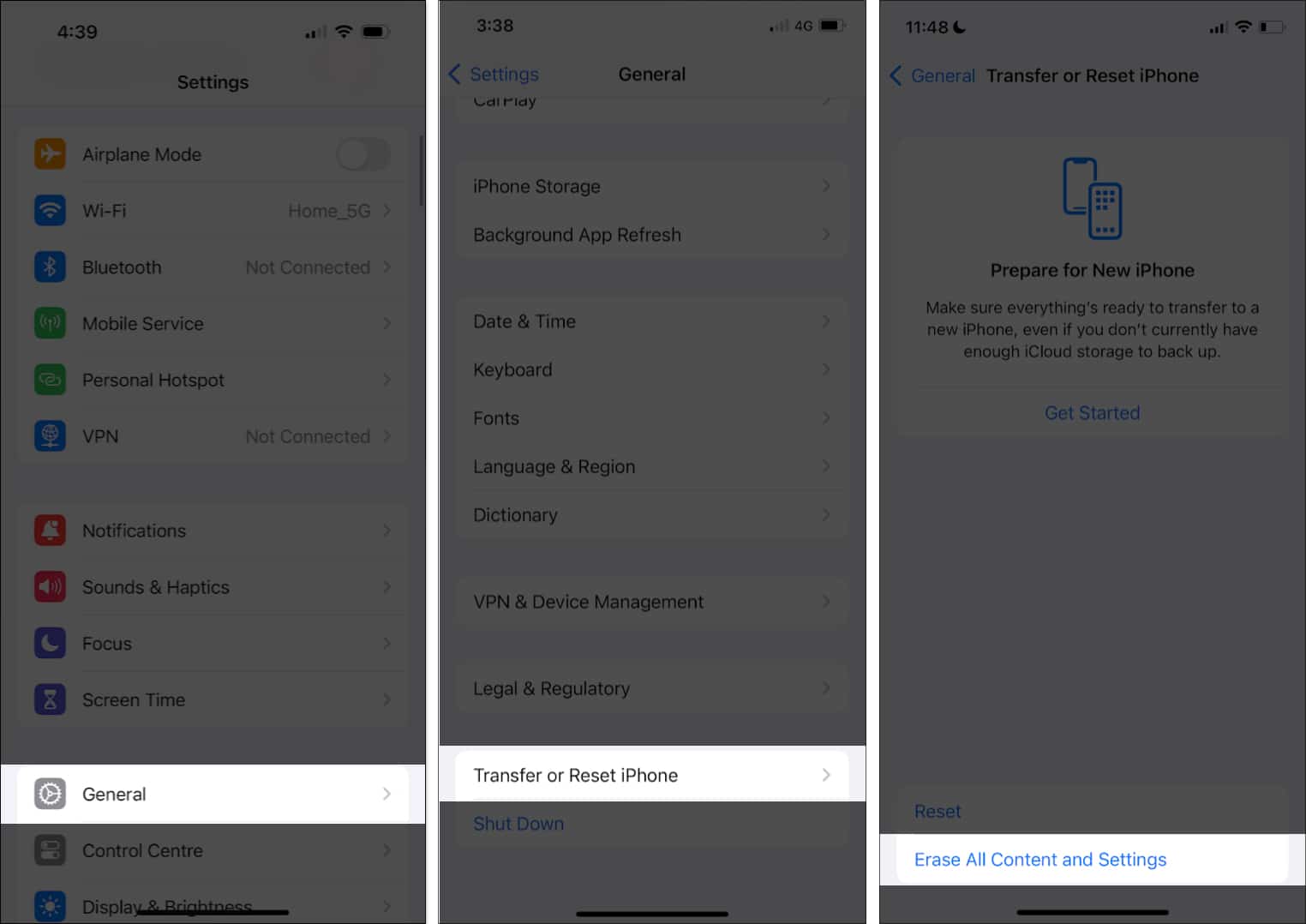 Factory resetting an iPhone