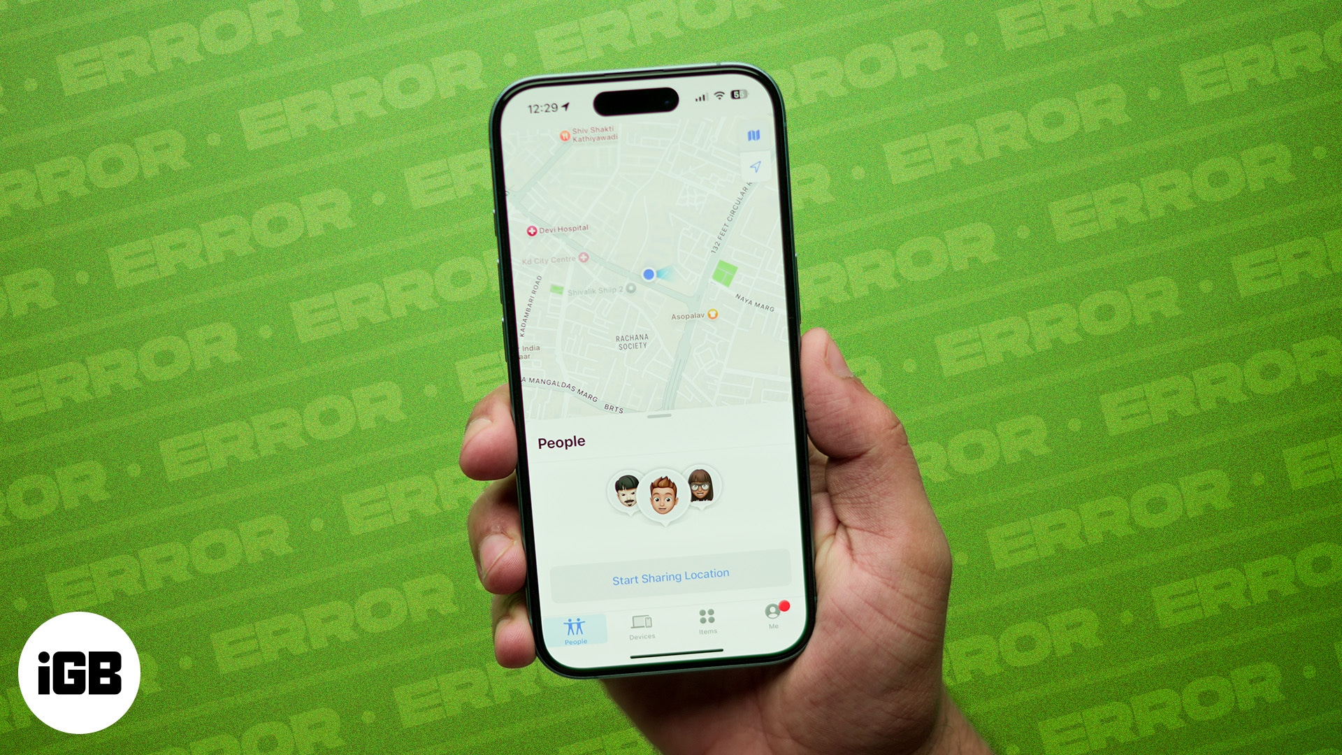 Apple's Find My service on an iPhone