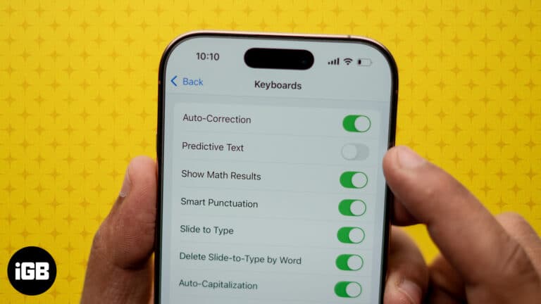 Predictive Text option toggled off in the iPhone Settings app.