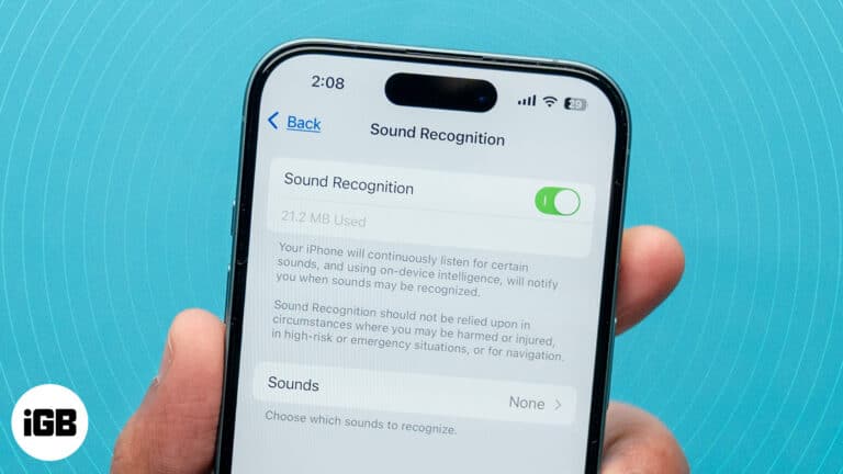 Sound Recognition feature on an iPhone turned on.