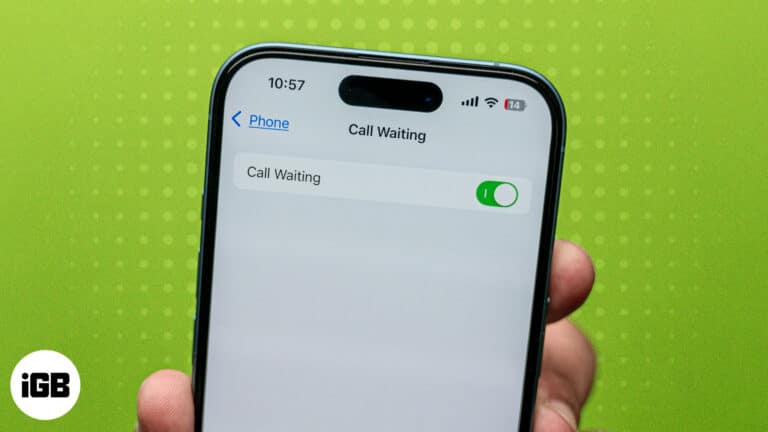 Call waiting feature on an iPhone toggled on.