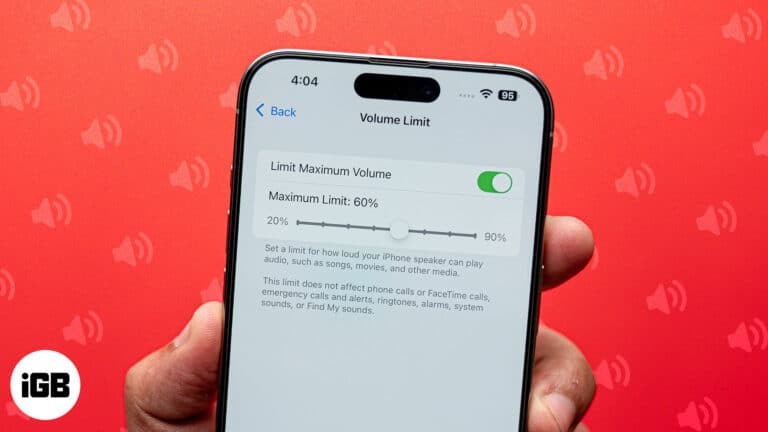 Limit Maximum Volume option enabled on an iPhone.