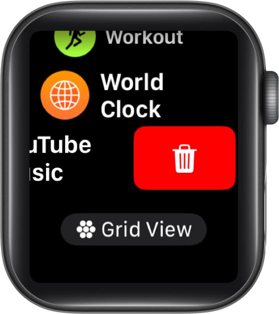 Deleting an app in List View on an Apple Watch