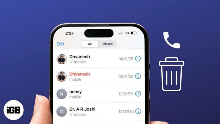 iPhone call log in the Phone app.