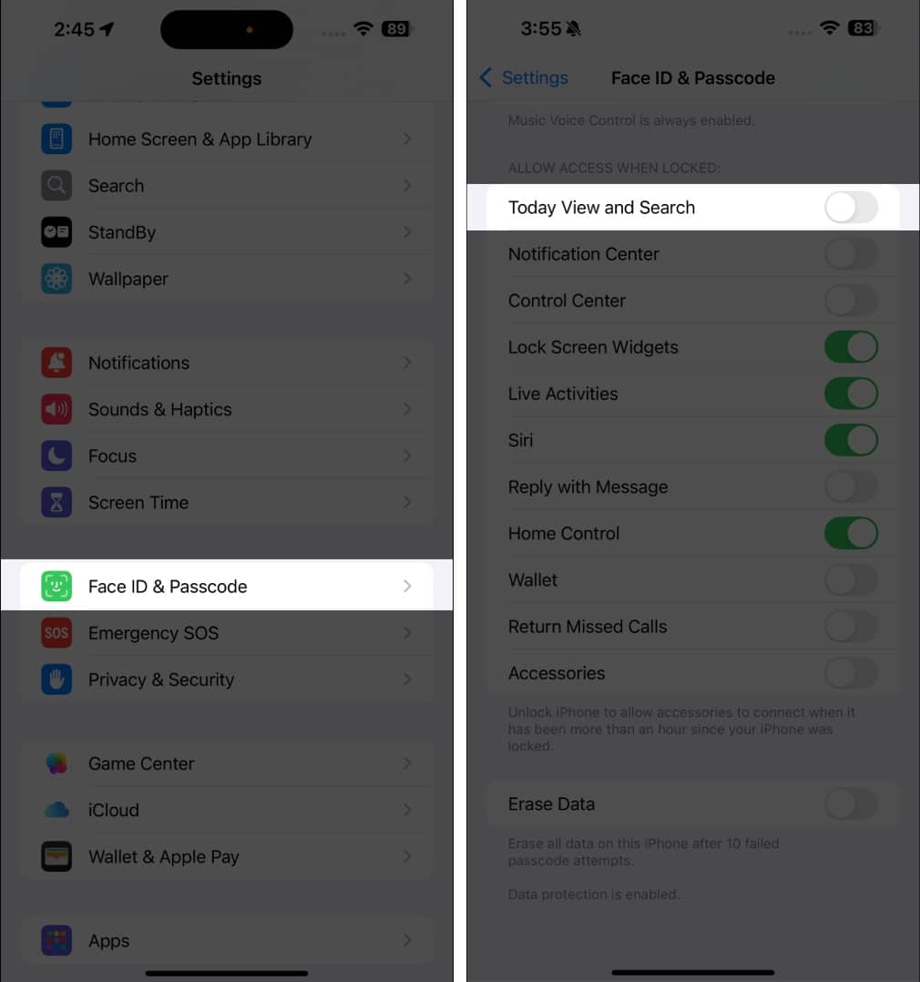 Disabling Today View and Search on an iPhone