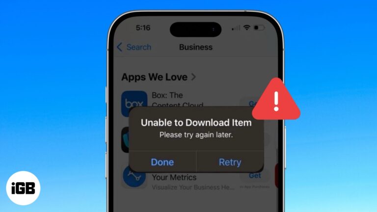 "Unable to Download App" error on an iPhone.