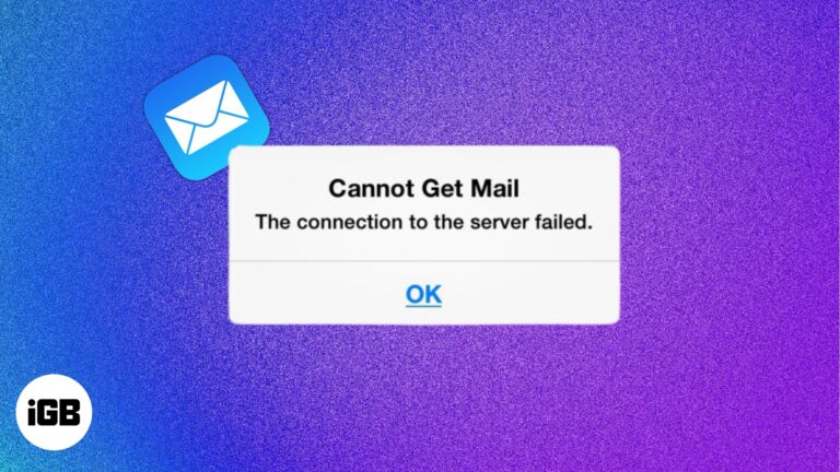 Cannot Get Mail: The Connection to the Server Failed error on an iPhone.