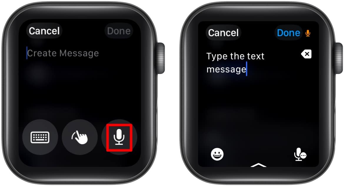 Dictating text in an app on an Apple Watch