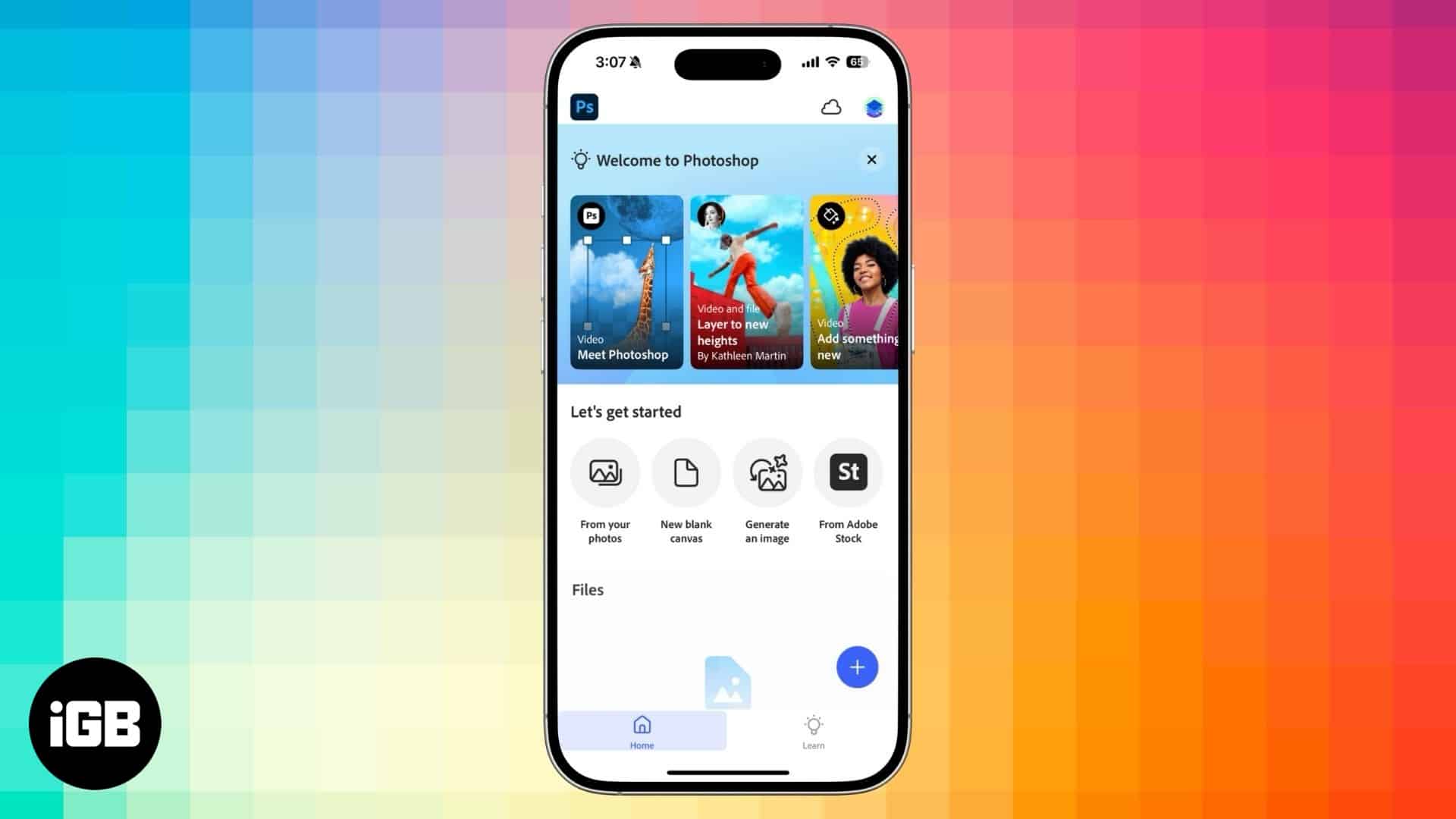 Adobe's Photoshop app on an iPhone