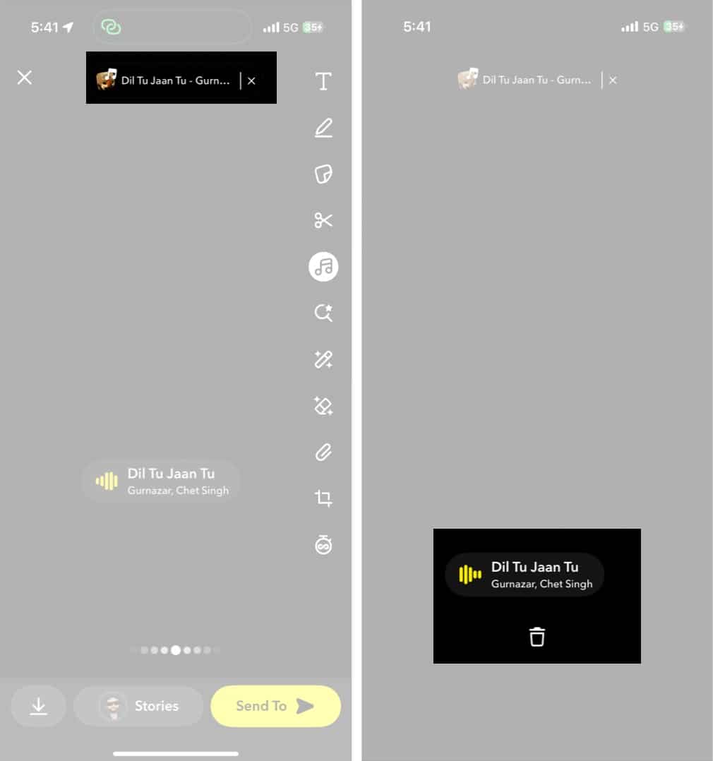 Remove music from a Snapchat story