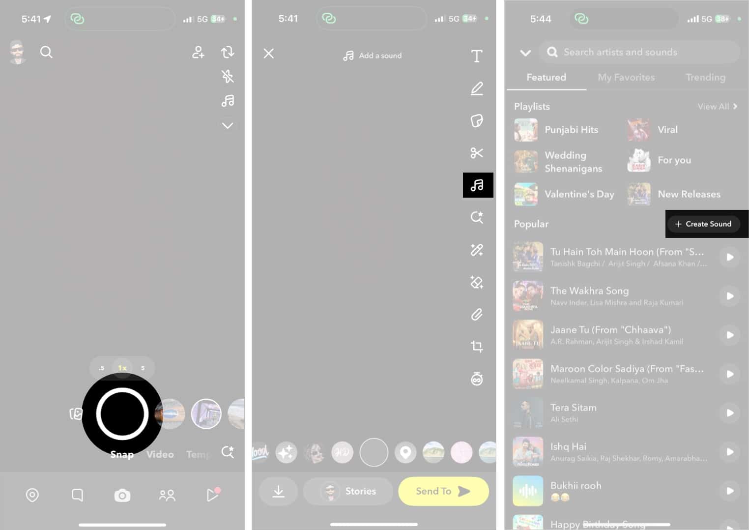 Tap the Capture button to take a photo then tap the Music Note to create sound