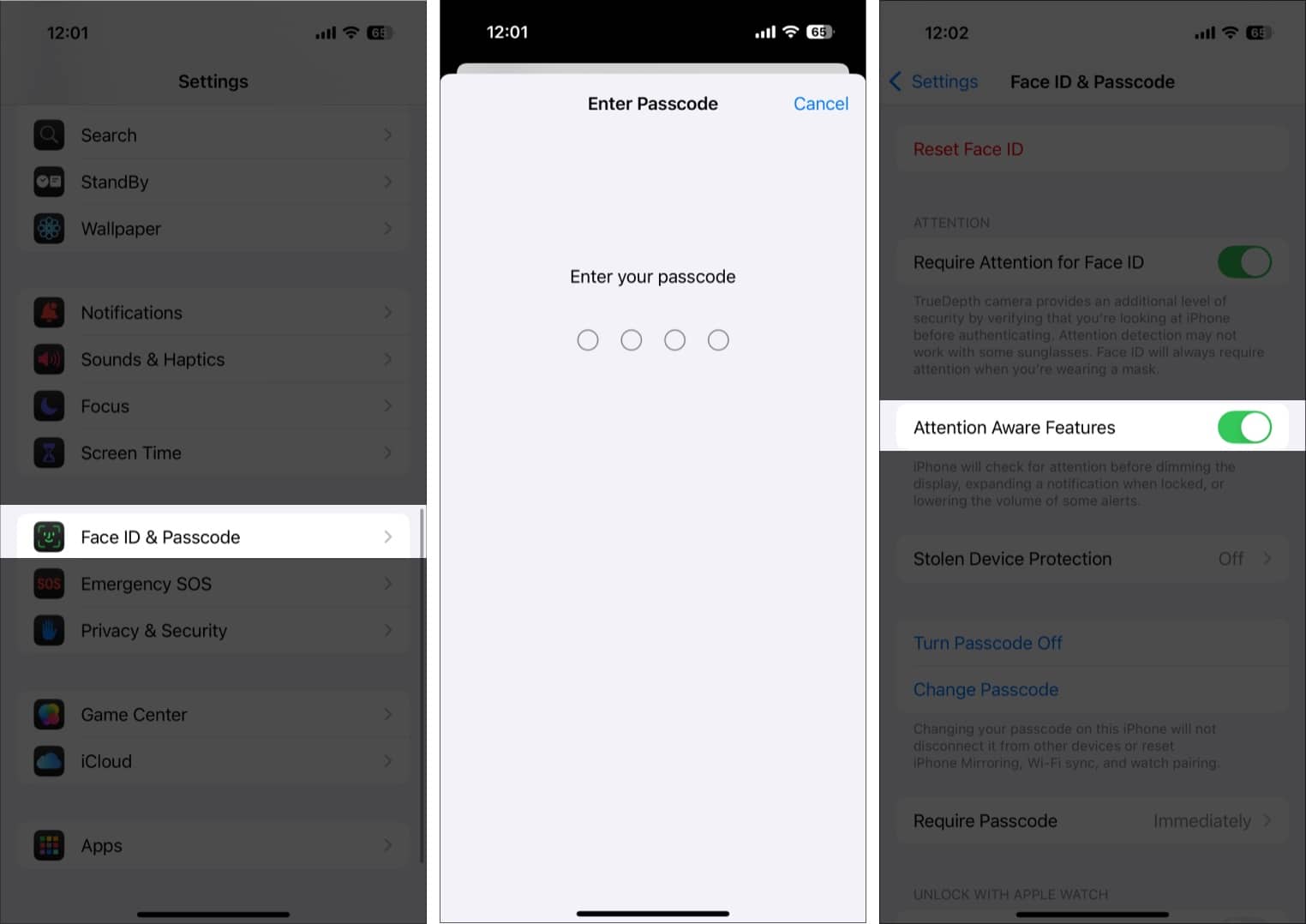 Checkingchanging the Attention Aware Features status