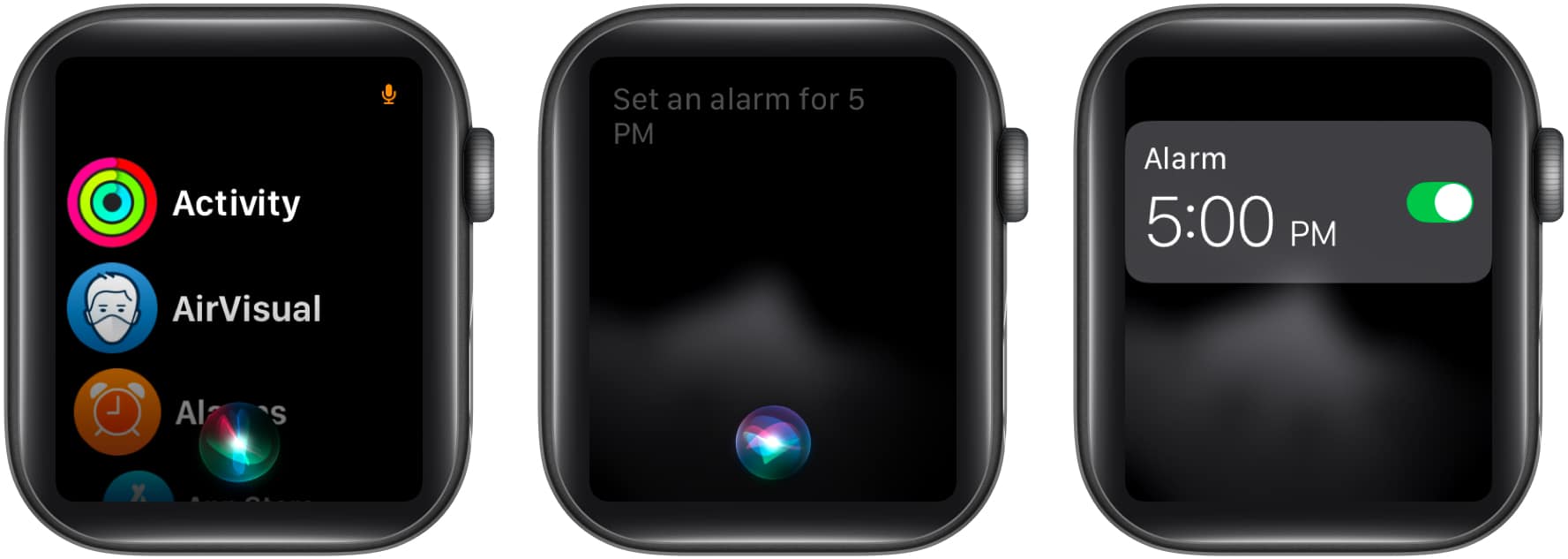 Setting an alarm on an Apple Watch using Siri