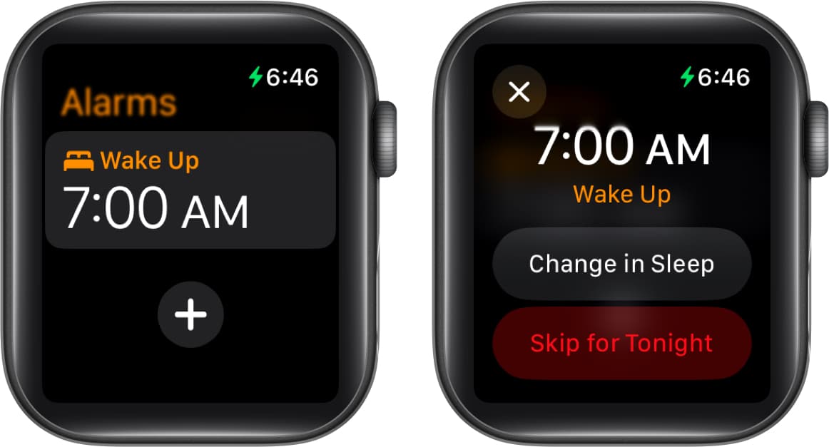 Skipping a wake up alarm in the watchOS Alarms app